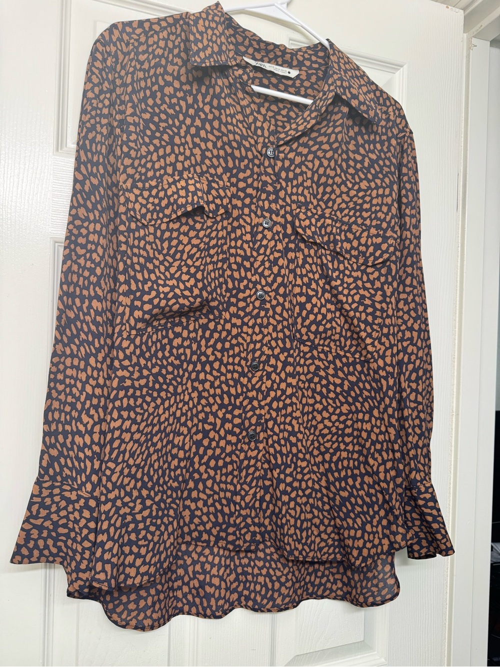 Zara Animal Printed Button-Up Blouse